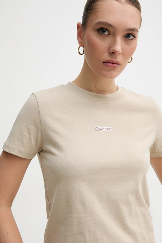 Хлопковая футболка Calvin Klein Jeans бежевый J20J225524