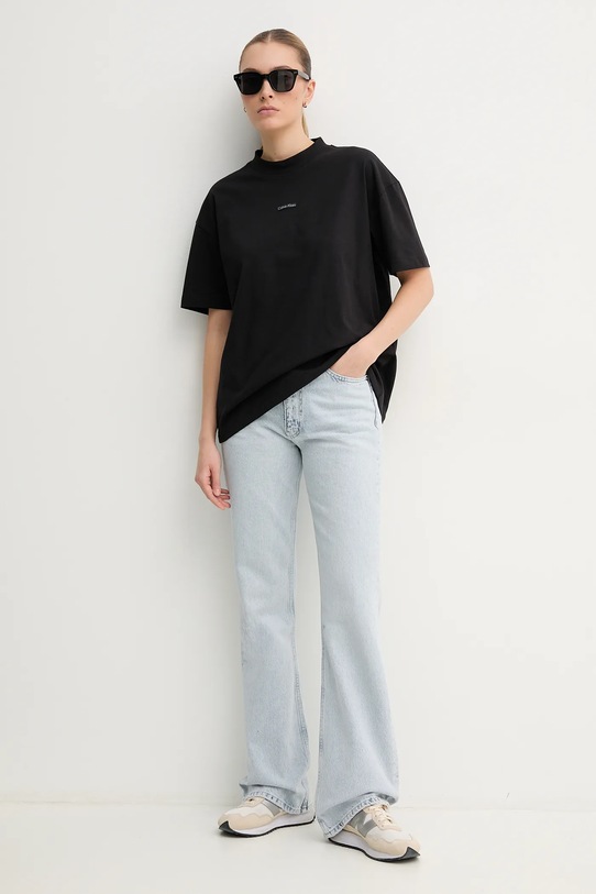 Bombažna kratka majica Calvin Klein Jeans J20J225539 črna SS25