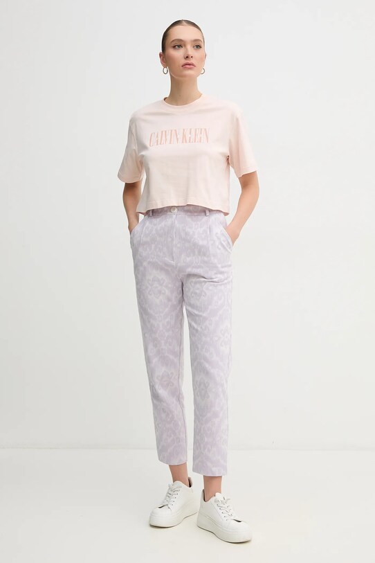 Хлопковая футболка Calvin Klein Jeans J20J225578 розовый SS25