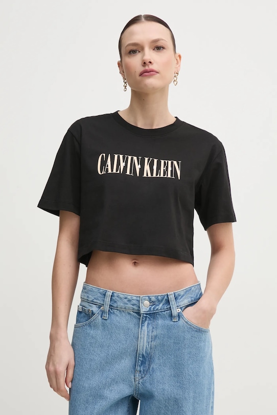 Calvin Klein Jeans t-shirt in cotone crop top nero J20J225578