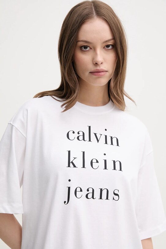 Calvin Klein Jeans tricou din bumbac alb LV047B827G
