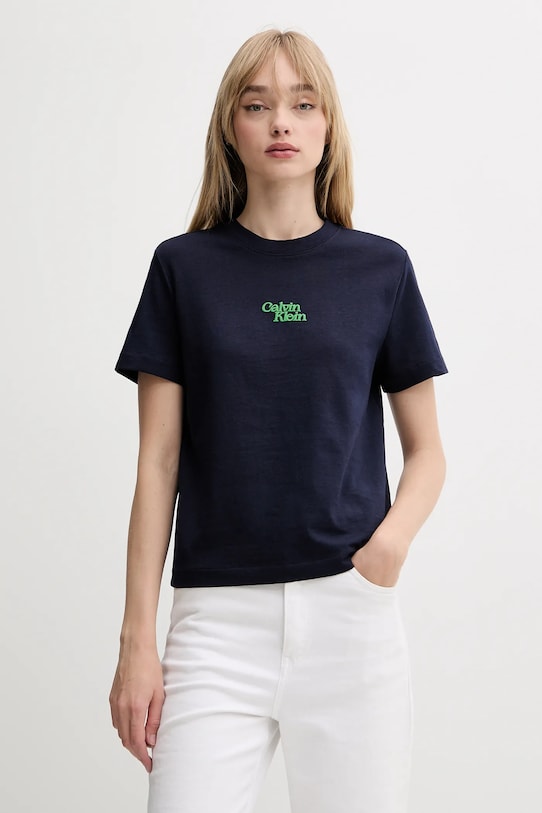 Бавовняна футболка Calvin Klein Jeans бавовна темно-синій LV047B851G