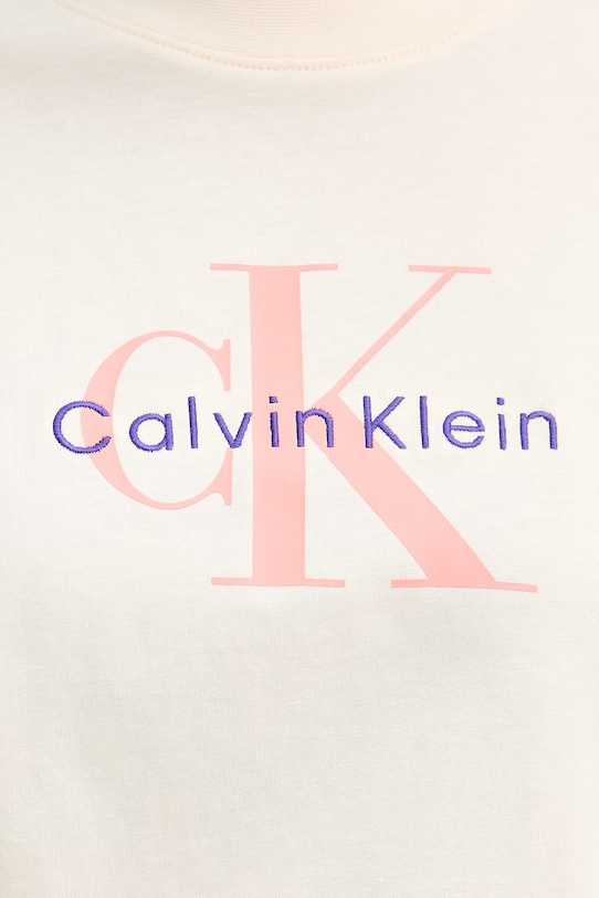 Calvin Klein Jeans t-shirt damski bawełniany LV047B865G beżowy