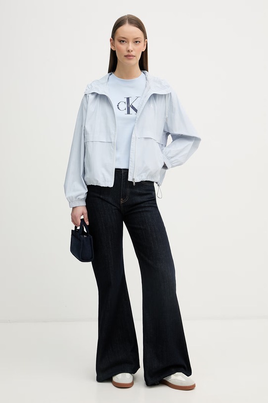 Calvin Klein Jeans t-shirt damski bawełniany LV047B865G niebieski SS26