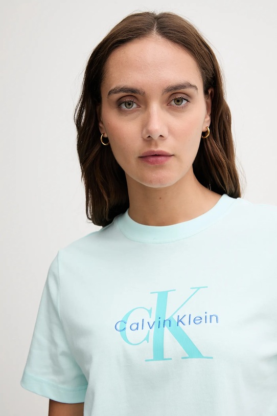 Calvin Klein Jeans t-shirt bawełniany turkusowy LV047B865G