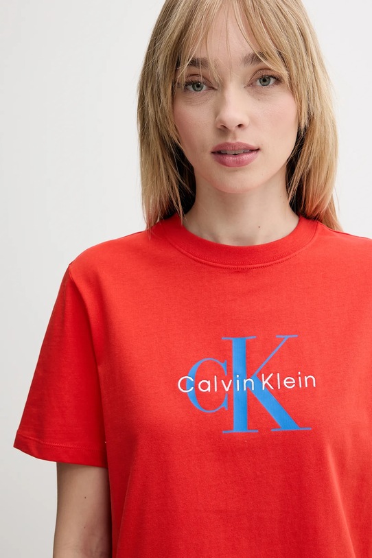 Ρούχα Βαμβακερό μπλουζάκι Calvin Klein Jeans LV047B865G κόκκινο