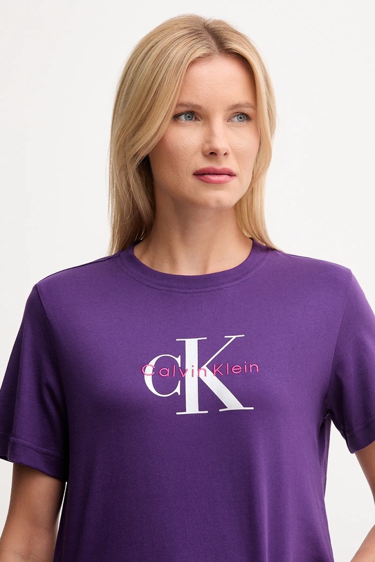 Βαμβακερό μπλουζάκι Calvin Klein Jeans μωβ LV047B865G