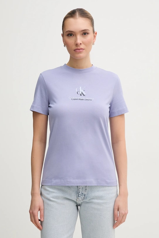 Бавовняна футболка Calvin Klein Jeans бавовна фіолетовий J20J225545