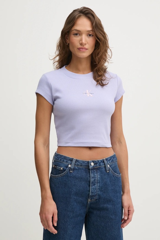 Calvin Klein Jeans t-shirt applique violetto LV047AB802