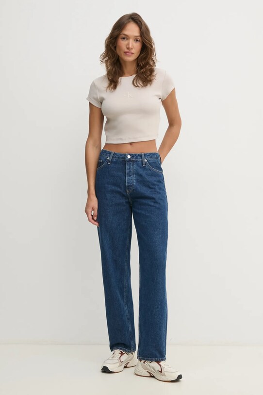 Calvin Klein Jeans t-shirt LV047AB802 beżowy SS25
