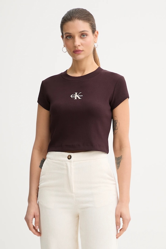 Calvin Klein Jeans t-shirt brązowy LV047AB802