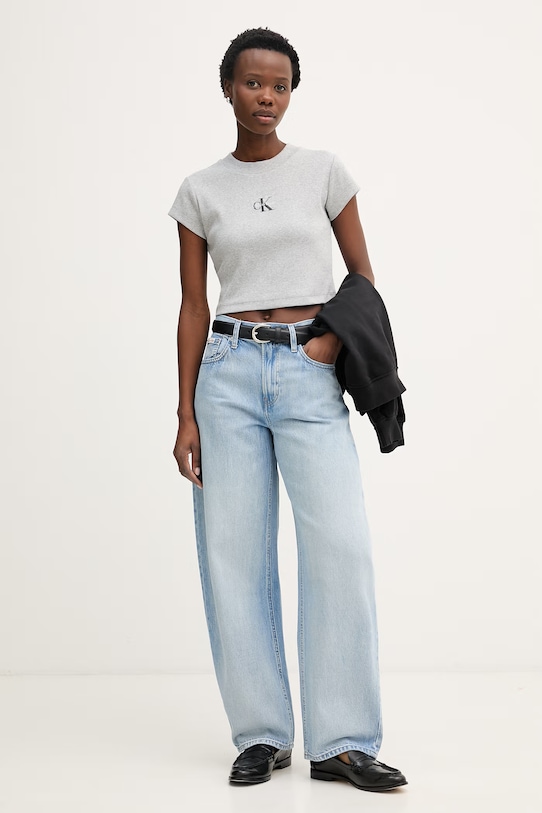 Calvin Klein Jeans t-shirt damski LV047AB802 szary SS26