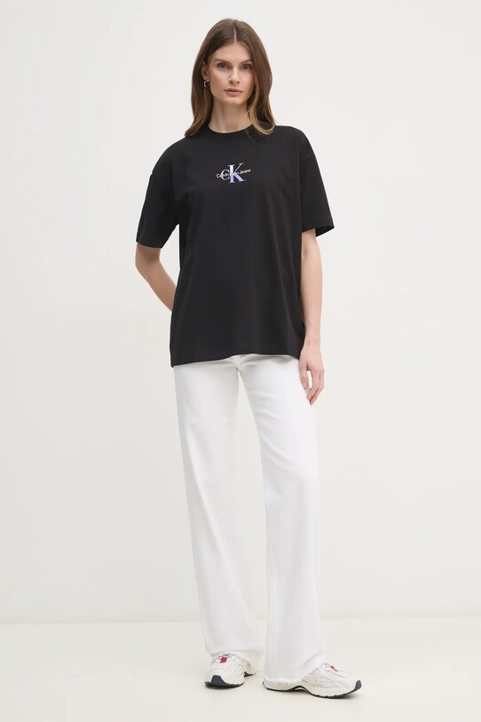 Bavlnené tričko Calvin Klein Jeans J20J225521 čierna SS25