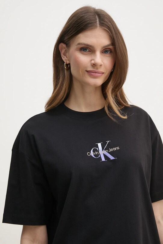 Хлопковая футболка Calvin Klein Jeans чёрный J20J225521
