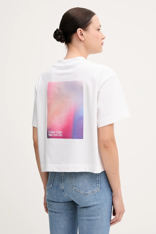 Calvin Klein Jeans t-shirt bawełniany nadruk biały LV047AB811