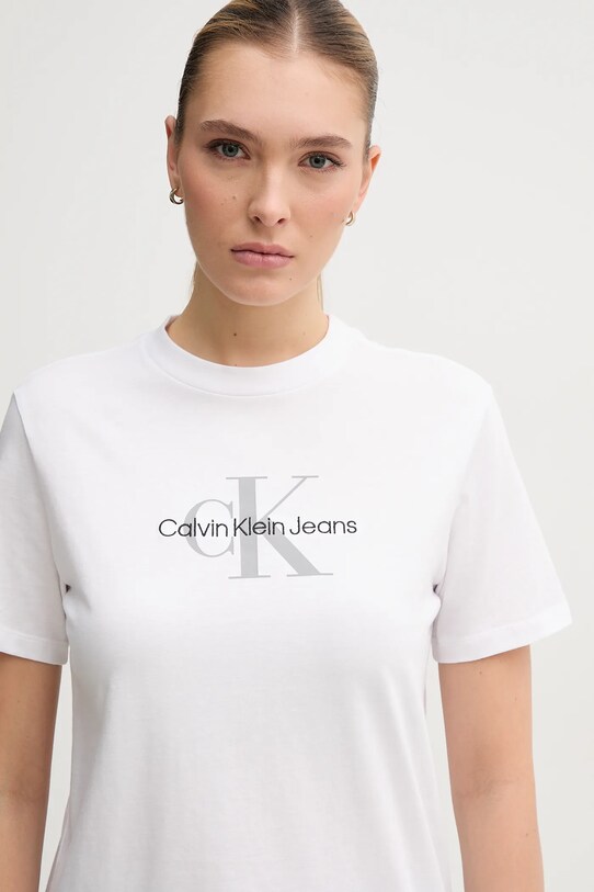 Bavlněné tričko Calvin Klein Jeans bílá LV047B863G