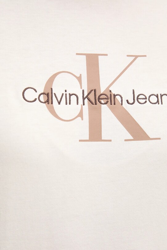 Памучна тениска Calvin Klein Jeans бежов LV047B863G