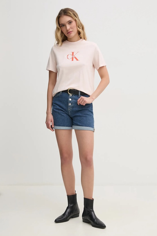 Calvin Klein Jeans tricou din bumbac LV047B863G roz SS25