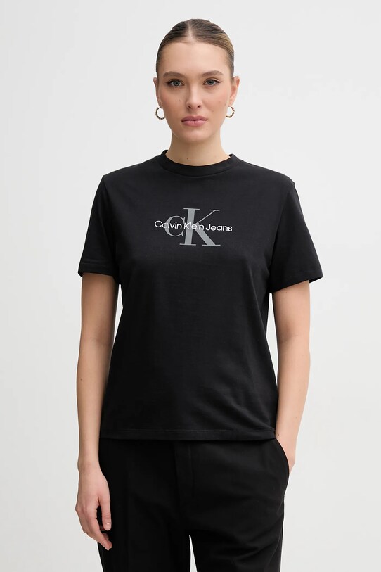 Хлопковая футболка Calvin Klein Jeans хлопок чёрный LV047B863G
