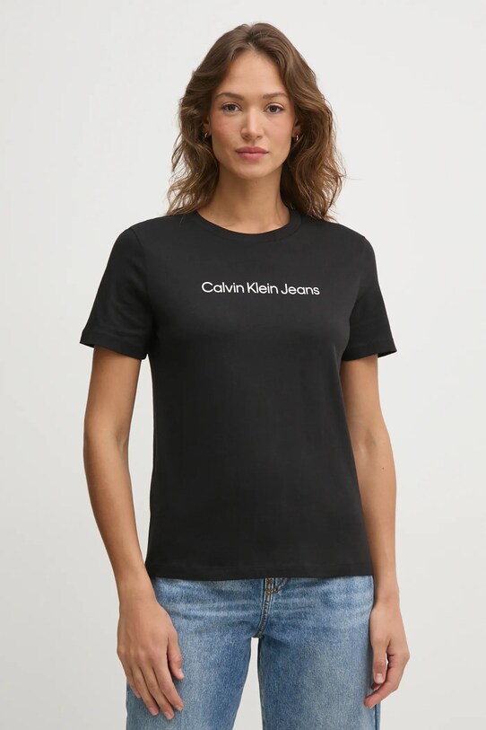 Хлопковая футболка Calvin Klein Jeans хлопок чёрный LV047AB805