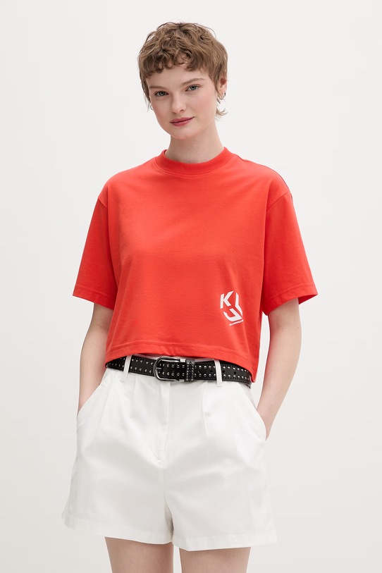 Karl Lagerfeld Jeans t-shirt z bawełną pomarańczowy A2W17076