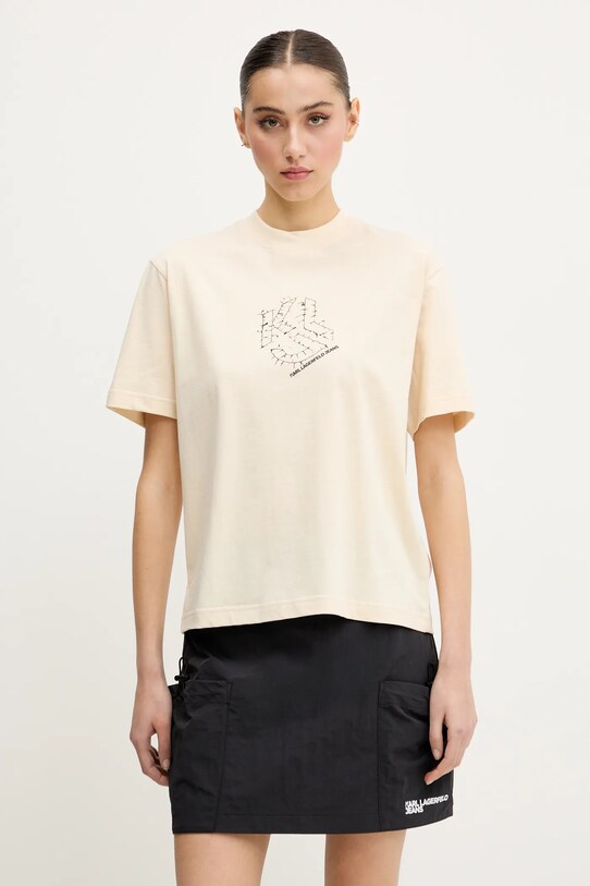 Karl Lagerfeld Jeans tricou din bumbac print bej A2W17077