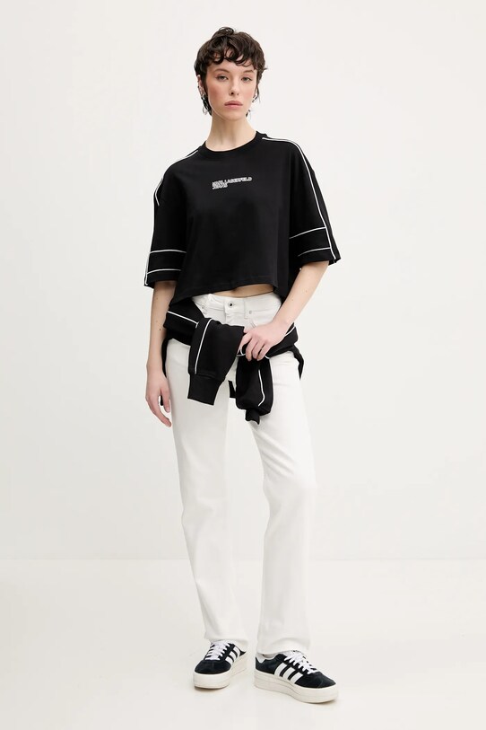 Karl Lagerfeld Jeans tricou din bumbac A2W17028 negru SS25