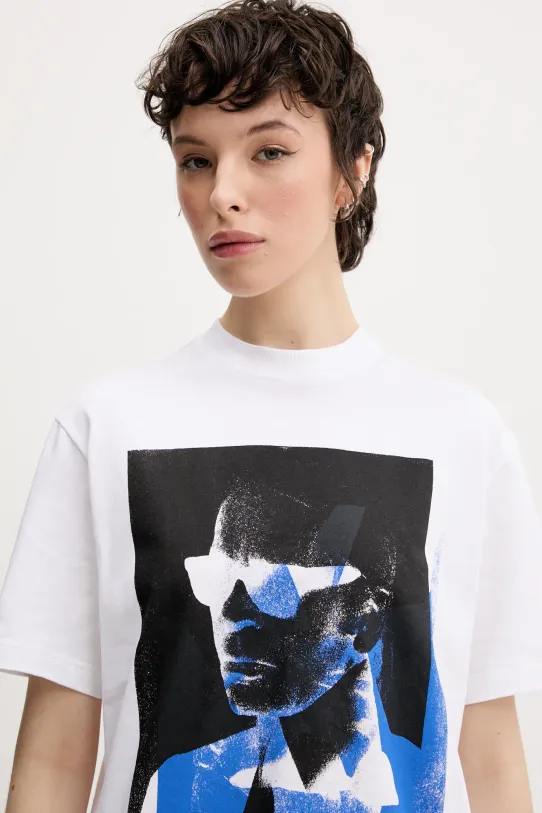 Βαμβακερό μπλουζάκι Karl Lagerfeld Jeans λευκό A2W17030