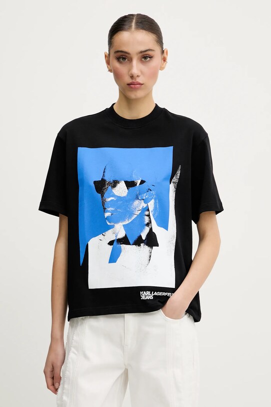 Karl Lagerfeld Jeans tricou din bumbac print negru A2W17030