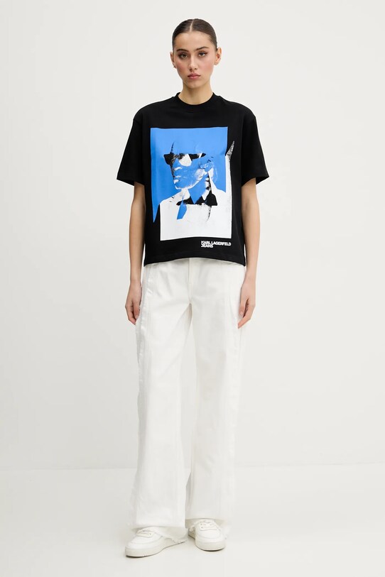 Karl Lagerfeld Jeans tricou din bumbac A2W17030 negru SS25