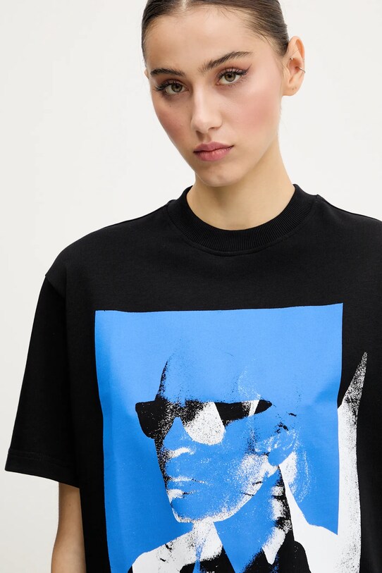 Хлопковая футболка Karl Lagerfeld Jeans чёрный A2W17030