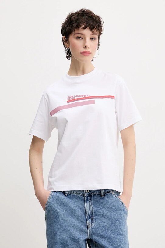 Karl Lagerfeld Jeans t-shirt bawełniany nadruk biały A2W17032