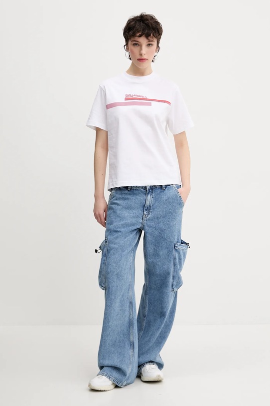 Bavlnené tričko Karl Lagerfeld Jeans A2W17032 biela SS25