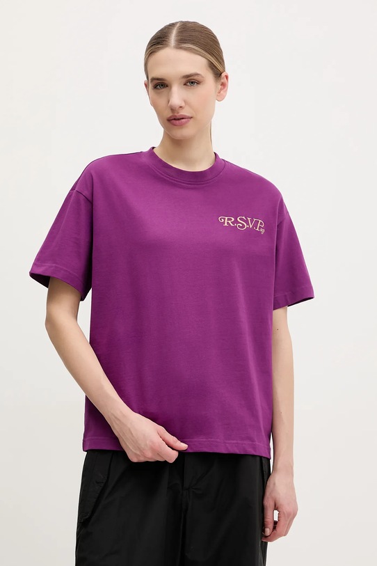 Fila tricou din bumbac Leffinge imprimeu violet FAW1029