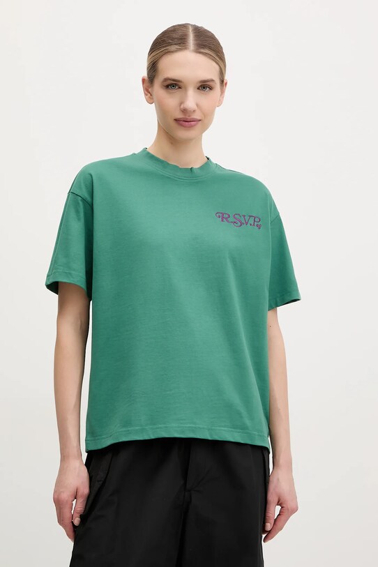 Fila t-shirt bawełniany Leffinge nadruk zielony FAW1029