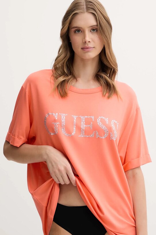 Guess t-shirt E5GI07.K68D2 pomarańczowy SS25