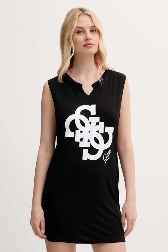 Plážový top Guess nášivka čierna E5GI04.K68D2