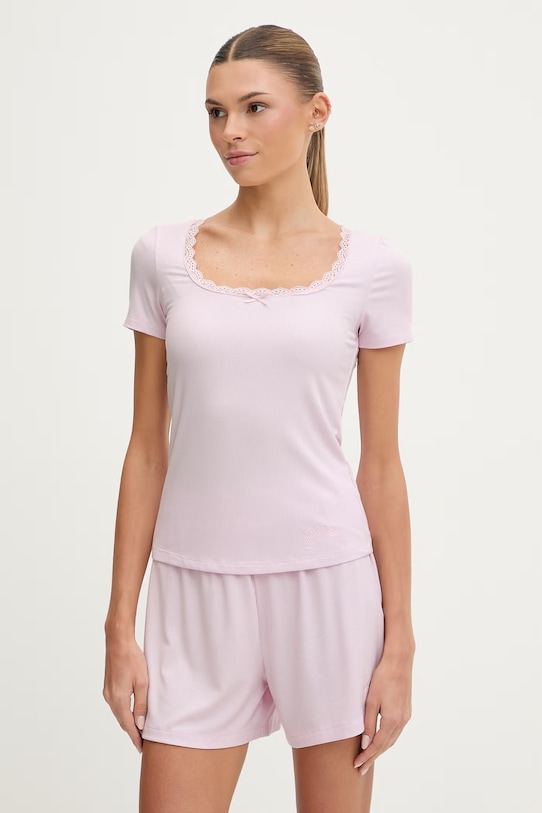 Guess t-shirt LIA z elastanem różowy O5GP02.KCQ72