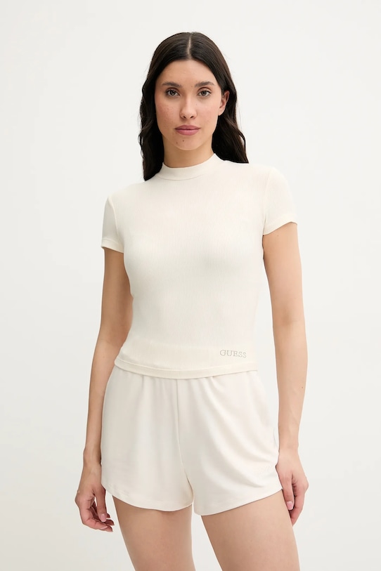 Guess t-shirt TESSA z elastanem beżowy O5GP04.KCDA2