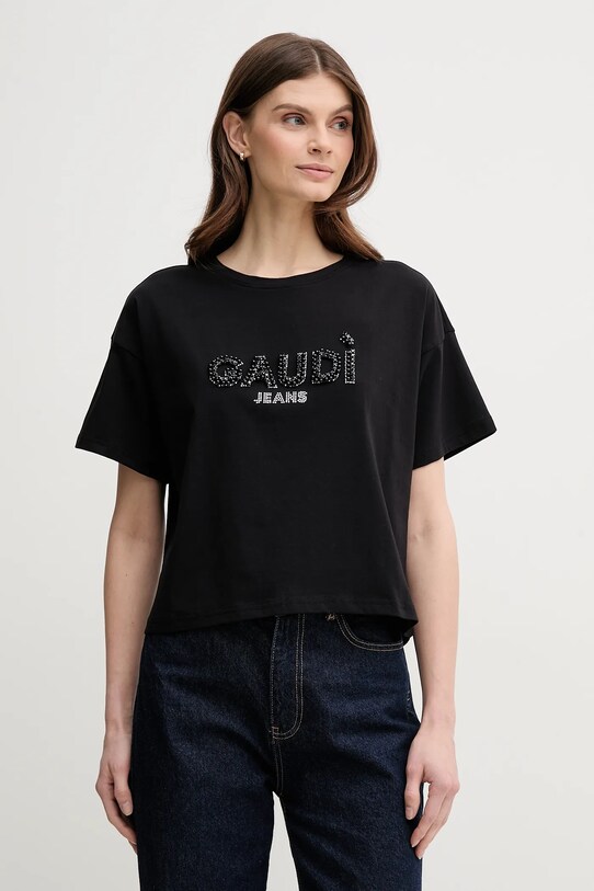 Gaudi t-shirt aplikacja czarny 511BD64030