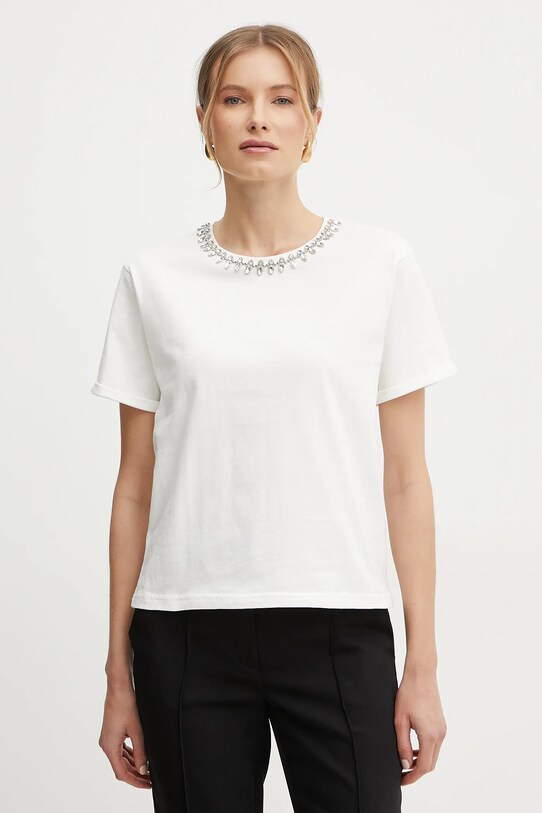 Morgan t-shirt bawełniany DOUTI aplikacja biały DOUTI