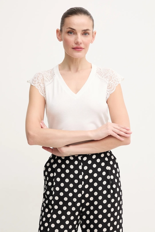 Morgan t-shirt DMEG z elastanem biały DMEG