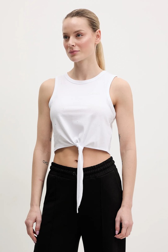 Guess top din bumbac PRIMULA imprimeu alb V5GI01.I3Z14