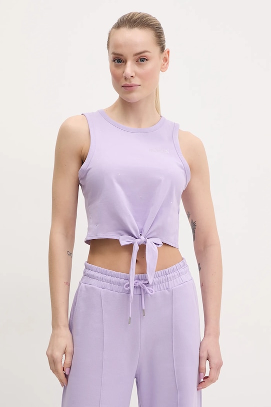 Guess top din bumbac PRIMULA imprimeu violet V5GI01.I3Z14