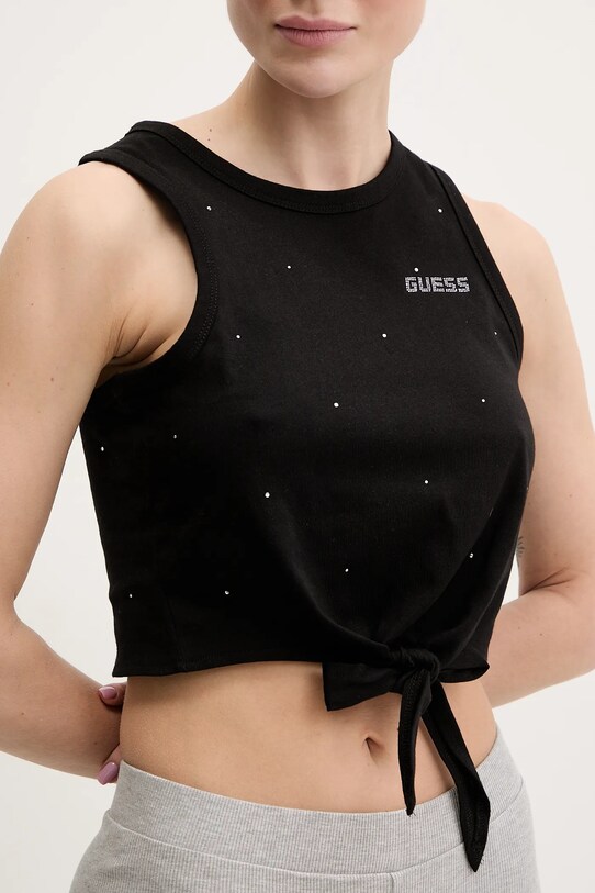 Guess top din bumbac PRIMULA negru V5GI01.I3Z14