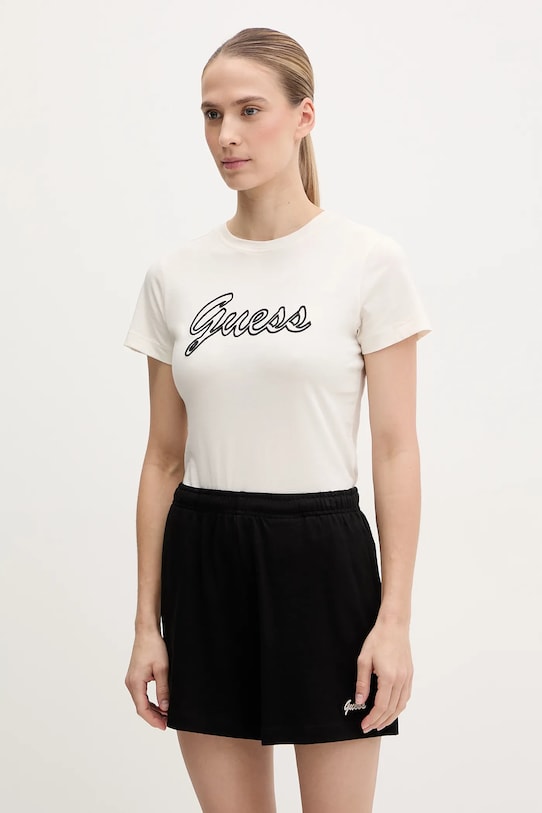 Guess t-shirt bawełniany regular beżowy V5GI02.K9RM1