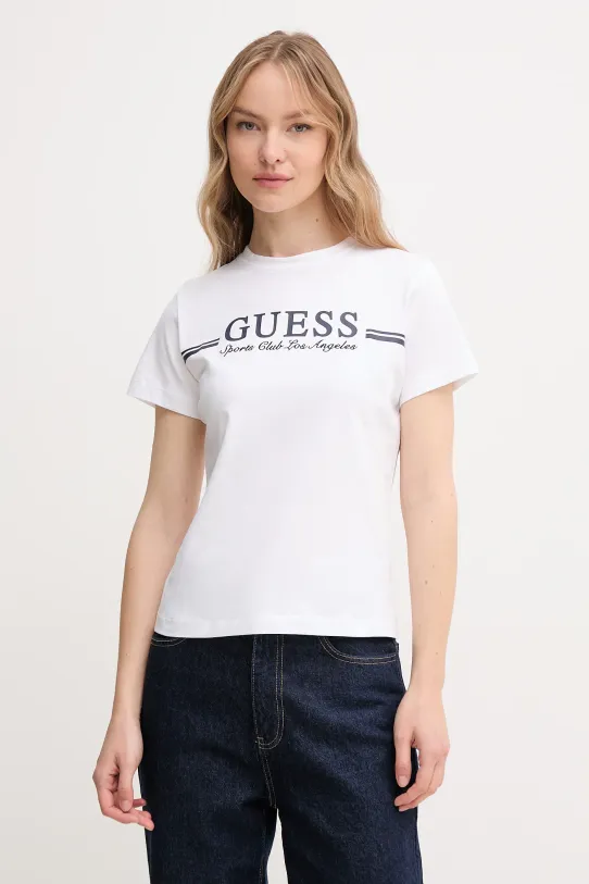 Βαμβακερό μπλουζάκι Guess βαμβάκι λευκό V5GI03.I3Z14