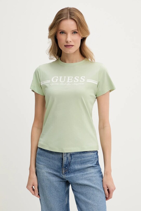 Guess t-shirt bawełniany nadruk zielony V5GI03.I3Z14