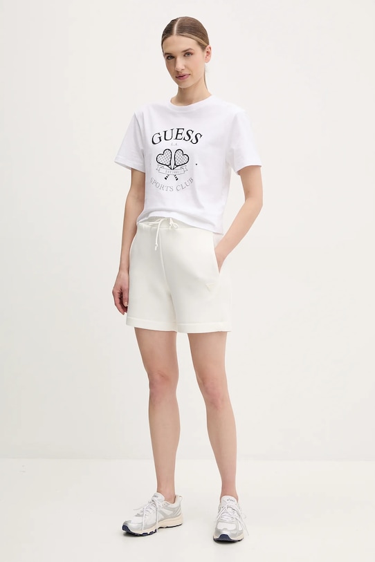 Bavlnené tričko Guess V5GI04.I3Z14 biela SS25