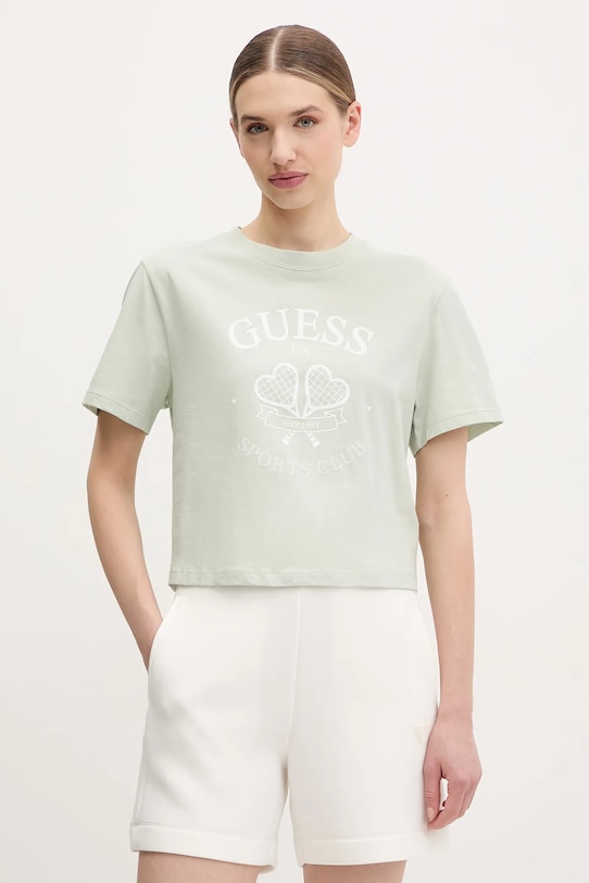 Guess t-shirt bawełniany nadruk zielony V5GI04.I3Z14